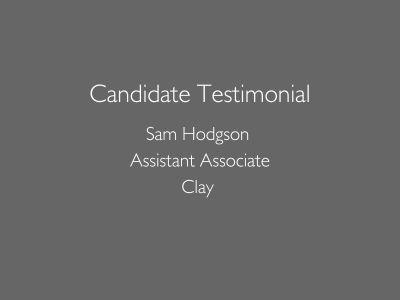 Candidate Testimonial Sam Hodgson