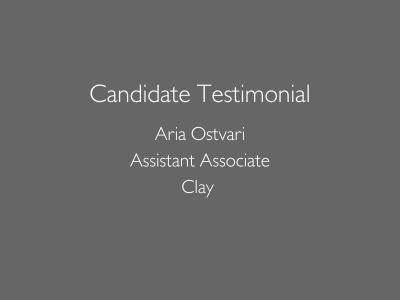 Candidate Testimonial Aria Ostvari